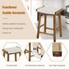 65CM Kitchen Dining Bar Stool Set of 2 Wooden Counter Height Saddle Stools