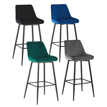 2X Multicolor Velvet Metal Leg Bar Stools Breakfast Stool Kitchen Pub Chair