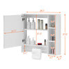 Bathroom Cabinet With LED Light Mirror Storage Unit Touch Switch 2 Shelf Hanger