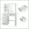 Vanity Dressing Table with Dimmable LED Light Sliding Mirror Shelves Makeup Desk