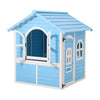 Large Wooden Playhouse with Doors, Windows, Apex Roof for Kids Children- Blue UK