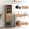 Sturdy Metal Support Slim Cupboard Tall Kitchen Storage Cabinet-Natural