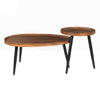 Solid Wood Nesting Coffee Table Set of 2 Oval Round Sofa Tea Tables Living Room