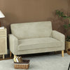 2 Seater Sofa, Velvet-Feel Upholstered Loveseat for Small Space, Beige