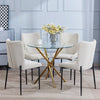 Round Clear Tempered Glass Dining Table Golden Chromed Legs Dining Room Kitchen