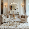 Luxury Mirrored Crush Floating Diamond Crystal Round Silver Sparkle Coffee Table