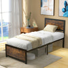 Single Size Bed Frame with High Headboard Metal Slats