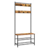 Industrial Coat Rack Stand with 7 Hooks Hangers Shoe Storage Bench Cabinet