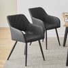 Grey Dining Chairs Set of 2 Faux Leather Diamond Seat with Hole Modern Chair