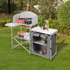 Folding Camping Kitchen Portable Windshield Cooking Table Picnic Storage Cabinet