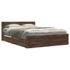 Bed Frame with Headboard Brown Oak 140x200 Engineered Wood P4L5