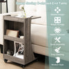 C-Shaped End Table Mobile Sofa Side Table Coffee Laptop Table-Grey