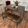 Industrial Dining Table Bench Set 4 Seater Kitchen Breakfast Seat Vintage Rustic