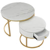 Nesting Coffee Table Stacking Side Table End Tables with 1 Storage Drawer White