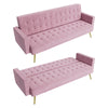 3 Seater Sofa Bed Pink Luxury Velvet Nonwovens New Foam Contrast Gold Metal Legs