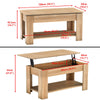 Wooden Coffee Table With Lift Up Top Storage Area and Magazine Shelf