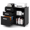 3-Drawer File Cabinet Mobile Lateral Filing Cabinet Printer Stand w/5 Wheels