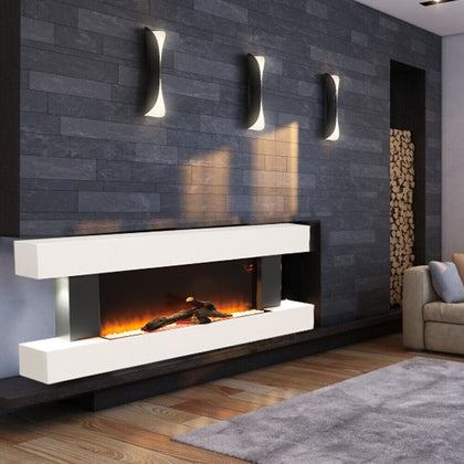 50inch Electric Fire LED Flame Wall Mounted Fire Heater Surround Fireplace Suite