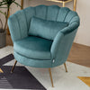 Upholstered Lotus Plush Velvet Scallop Shell Tub Chair Armchair Sofa Seat Blue