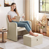 Velvet Barrel Chair with Footrest, Modern Upholstered Accent Chair Reading Chair
