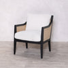 RATTAN ARMCHAIR JAPANDI STYLE SIDE CHAIR WOODEN FRAME BOUCLE SEAT