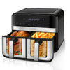 Dual Zone Air Fryer 9L Large, 8 Functional Cooking Presets Air Fryer 2 Vlazikqgz