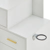 White Dressing Table With LED Lights Sliding Mirror & Stool Vanity Makeup Table