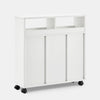 Bathroom Cabinet Floor Storage w/ 2 Sliding Doors Cupboard White 4 Wheels