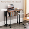 80 cm Foldable Computer Desk on Wheels for Small Spaces Rustic Brown