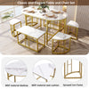 Kitchen Table Set Dining Table and 6 Chairs Set in Marble Effect Space Saving