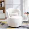 Swivel Chair Teddy Fabric Upholstered Rotating Armchair Sofa Accent Tub White US