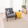 New Accent Chair Wood Frame with Cushion Balck Wide Seat Armchair
