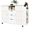 Kitchen Trolley Storage Cabinet with Adjustable Shelves, Drawers, Towel Rail