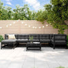 8 Piece Garden Lounge Set Black Solid Wood Pine vidaXL
