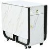 Folding Dining Table, Rolling Kitchen Table with Storage Cupboard and Drawers