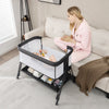 Baby Bedside Sleeper Folding Portable Baby Crib Adjustable Bassinet with Storage