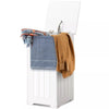 Large Wooden Laundry Bin Storage Basket White Storage Cupboard w/ Lid