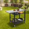 Foldable Stainless Pizza Oven Table Three-Shelf Garden Food Trolley Grill Cart