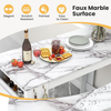Bar Table Marble Counter Height Storage Cabinet Shelf Hooks Kitchen Breakfast