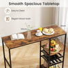Bar Table Dining Table with Storage Shelves Wine Racks Brown