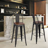 2x Bar Stools Retro Breakfast Kitchen Bar High Chairs MDF Seat Metal Legs Dining