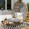 Patio Egg Chair with Ottoman Metal Frame Stand Outdoor Indoor with Cushions