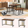 Kitchen Space-Saving Dinette 4-Piece Dining Table Set-Coffee