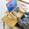 Bamboo Laptop Desk Stand Foldable Leg W/Drawer Notebook Sofa Bed Table Tray UK
