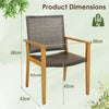 Patio Dining Chairs Set of 4 Outdoor Acacia Wood & PE Wicker Chairs