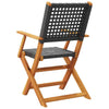 Folding Garden Chairs 6 pcs Black Poly Rattan and Solid Wood J8S7