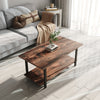 2 Tier Retro Coffee Table Rectangle Rustic Wood Living Room Tables Storage Shelf