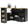 KITCHEN ISLAND EXTENDABLE BAR TABLE WITH STORAGE CABINET SIDEBOARD BISTRO TABLE