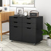 Mobile Storage Cabinet 4 Drawer Dresser Chest with Doors-Black