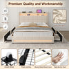 UPHOLSTERED BED FRAME 4FT6 DOUBLE BED LED LIGHTS WITH STORAGE DRAWERS, HEADBOARD